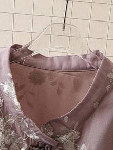 SHEIN LUNE Plus Size Casual Long Sleeve Shirt, Minimalist Style Suitable For Summer Fall Cloth For Women - Multicolor - View 3