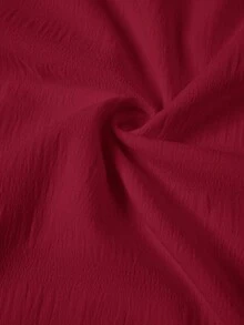 Gownix Women's Woven Jacquard Texture V-Neck Ruffle Hem Lace Trim Summer Dress - Burgundy - View 6