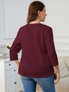 SHEIN Clasi Plus Size Women Textured Knit Jacket, Autumn