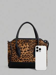 Ontre Women's Leopard Print Retro Fashion Handbag, Suitable For Daily Commute And Travel - Brown - View 4