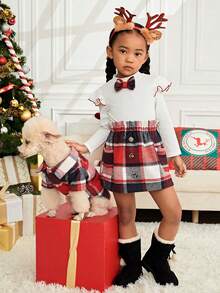 PETSIN 1pc Christmas Checkered Mixed Color Pet Shirt