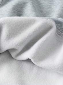 SHEIN Tween Girls Solid Light Gray Fleece Inner Oversize V-Neck Fluffy Loose Fit Long Sleeve Sweatshirt With Print And Wide Leg Sweatpants, Small Logo Print,  Sweatshirt And Sweatpants Set For Autumn/Winter, Tween Girl Sweatshirt Pants Set Girl Two Piece Long Sleeve Set Tween Matching Set Teen Girls 2 Piece Pants Set Casual Two Piece Set Grey Sweatpants Set V-Neck Sweat Suit Sweatshirt Straight Pants Suit Tween Girl Teen Two Piece Long Sleeve Set - Light Grey - View 12