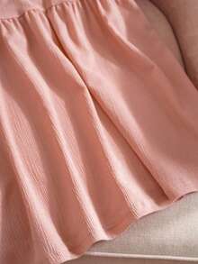 EMERY ROSE Plus Size Women's Fashionable Loose Round Neck Lace Sleeve Light Blue Shirt Mother's Day