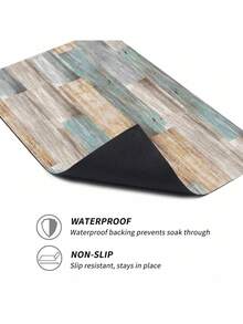 SHEIN 1pc Blue Wood Grain Print Drying Mat, New Absorbent Kitchen Counter Drying Mat, Kitchen Utensil Drying Mat - Dish Drying Mat, Soft Silica Gel Non-Slip Quick-Dry Mat For Kitchen Counter, Suitable For Coffee Maker, Espresso Machine, Etc. - Multicolor - View 6