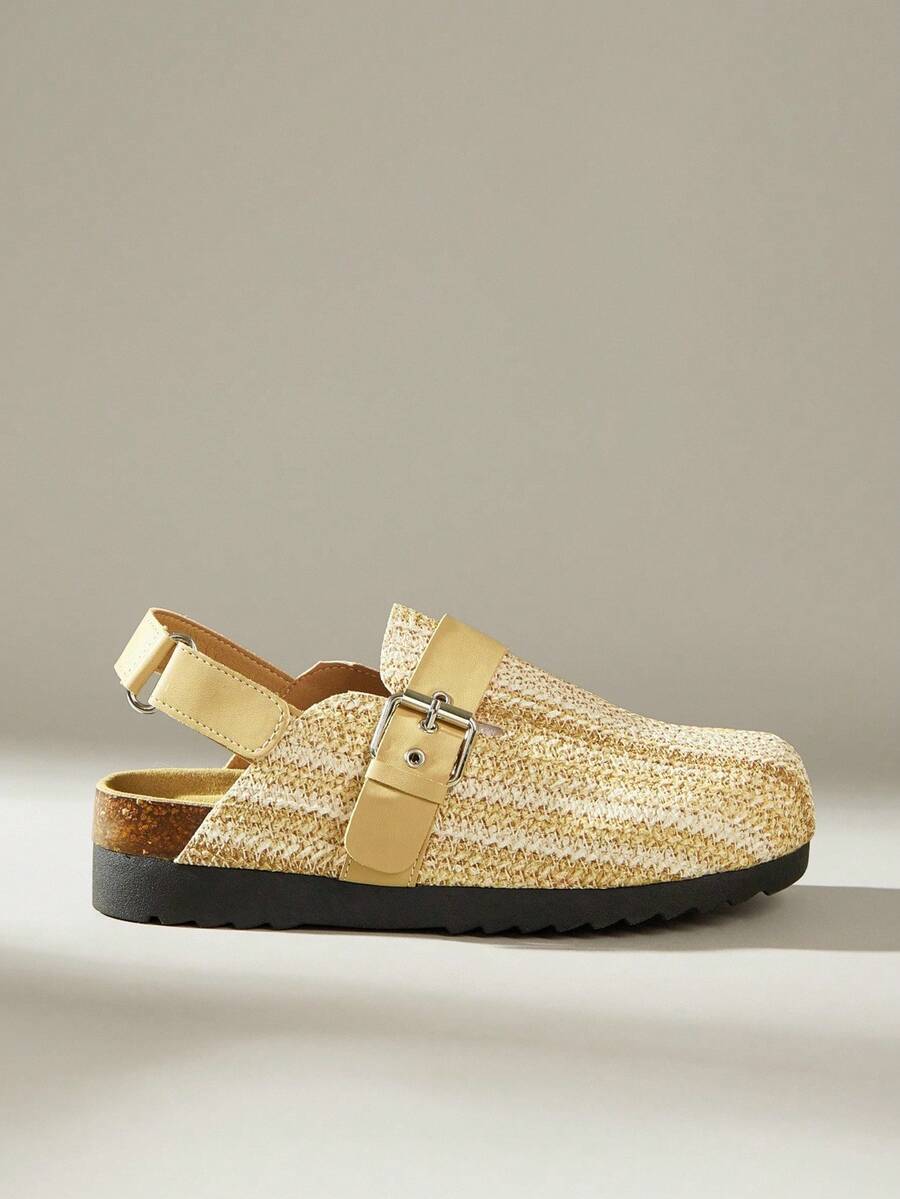 Solecia Zapatos planos cómodos con puntera de felpa y suela gruesa para mujer - Albaricoque - Ver 1