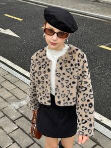 Tween Girls Fashionable Cute Printed Fleece Coat Fall Winter - White - View 5