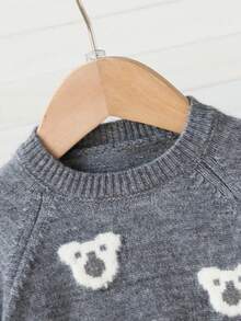Souflis Souflis 男婴骆驼熊提花针织毛衣套装，面料柔软厚实，适合秋冬休闲穿着 - 深灰色 - 查看 5