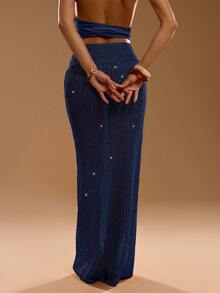 SHEIN BAE 秋冬女士时尚休闲长裙 - 藏蓝色 - 查看 2