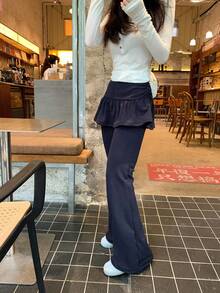 DAZY Pantalones casuales de mujer con dobladillo de volantes para otoño