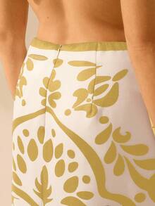 CAJUNI Women's Vintage Casual Boho Black Printed Long Slit Skirt - Yellow - View 6
