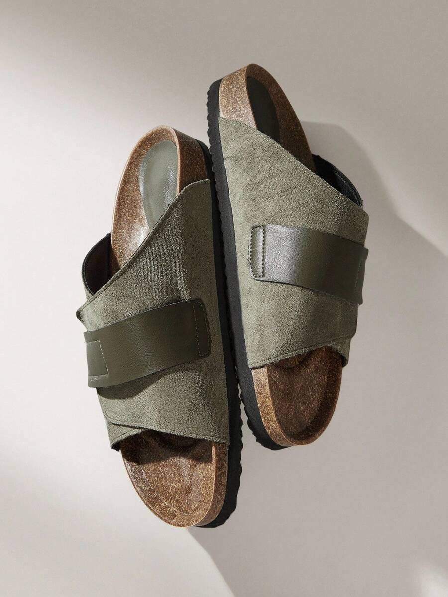 Solecia 男士厚底一脚蹬穆勒拖鞋，包头露跟凉鞋 - 綠色 - 查看 1