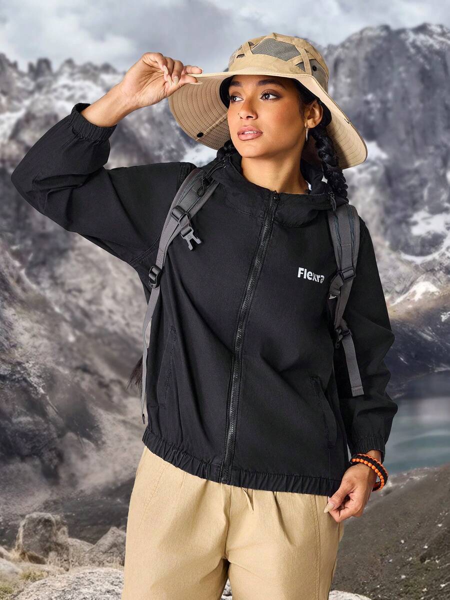 Flexra Chaquetas y abrigos de mujer de mezclilla para exteriores, para senderismo, protección solar, ligeros y de secado rápido - Negro - Ver 1