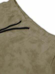 Manfinity Roghcode 男士休闲字母图案工装裤，秋季 - 駝色 - 查看 5