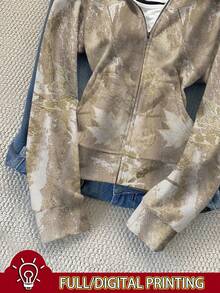 SHEIN Áo nỉ trùm đầu in kỹ thuật số dành cho nữ - Nhiều màu - Xem 4