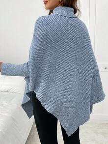 SHEIN 孕妇高领不对称下摆时尚针织套头衫