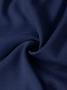 SHEIN Clasi 加大码纯色不对称设计金属扣装饰优雅办公室女士百褶连衣裙 - 藏蓝色 - 查看 10
