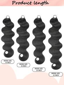 Boho Braids 100%真人发丝，水波纹钩编发，羽毛线钩编发辫，沙龙级丝滑无缝隐形自然黑色，适合发量较少的女性，微预环钩编真人发接发 - Natural Black - 查看 4