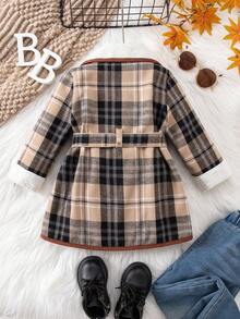 SHEIN Baby Mädchen Vintage Karomuster Thermojacke, Herbst/Winter