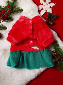 PETSIN PC猫狗通用宠物秋冬衣服可爱圣诞树小狗裙圣诞连衣裙舒适秋冬保暖连衣裙 - 紅綠 - 查看 9