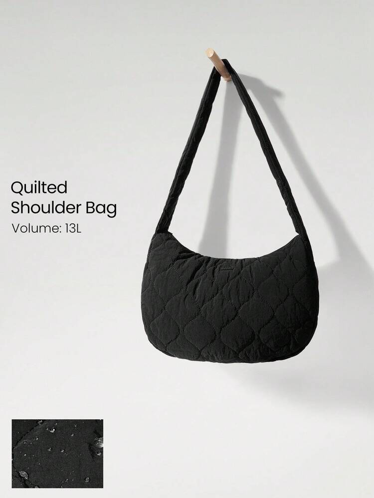 Borsa a spalla da 13L in pelle trapuntata idrorepellente con cerniera e tasche, casual per uso quotidiano