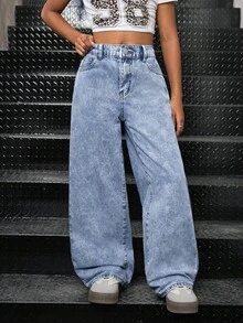 Jeans vintage années 90 pour préadolescentes, imprimé léopard, poches larges, taille basse, denim polyvalent à jambes évasées, style Y2K. Tenues pour enseignantes, tenues de rentrée scolaire, robes d'église, tenues casual chic pour filles, robes en jean cargo, pantalons larges d'automne/hiver pour filles. Jeans en denim à jambes longues et évasées avec imprimé léopard pour adolescentes. Jeans en denim à jambes évasées et imprimé léopard marron pour le style streetwear des adolescentes - Jean clair - Voir 6