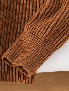 SHEIN Teen Boy Ribbed Texture Knit Cardigan, Casual Collegiate Style, Comfortable & Fashionable, Versatile & Practical, Soft Fabric, Suitable For Daily Wear, School, Outings, Outdoor Activities - Apricot - View 6