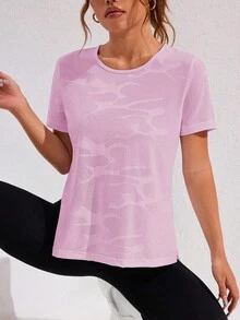 Eassivo Eassivo Geo Print Curved Hem Sports Teeworkout Tank Top Gym Women Shirts - Pink - View 6