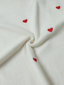 SHEIN 女士心形印花刺绣蕾丝边孕妇长袖毛衣 - 米色 - 查看 7