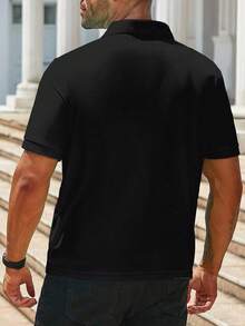 Manfinity Homme Áo thun polo tay ngắn thường ngày cỡ lớn dành cho nam - màu đen - Xem 2