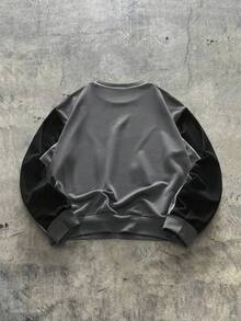 AXEPEAK 秋冬休闲街头风格圆领长袖男士运动衫 - 深灰色 - 查看 2