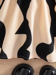 SHEIN Babygirl Elegant Colorblock Long Sleeve Vacation Dress Fall Winter - Multicolor - View 6