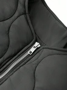 Livesso 无领短款女式夹棉外套，适合冬季和万圣节 - 黑色 - 查看 11