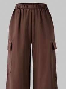 Sparklyn 2 件套青少年女孩休闲时尚运动日常通勤美式棒球风格 Polo 领宽松长袖上衣和舒适工装裤，秋冬 - 卡其色 - 查看 4