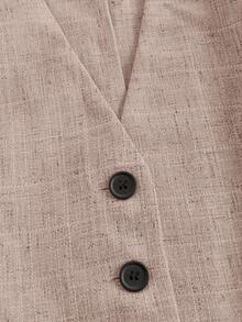 Ellevyn 女士纯色 V 领无袖时尚前扣优雅背心和短裤通勤办公室风格套装 - 粉色 - 查看 11