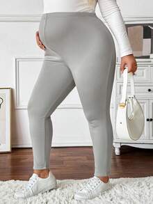 Plussiva Plus Size Maternity Bottoms, Solid Color, Casual, Comfortable, Stretchy, Slim Fit - Multicolor - View 3