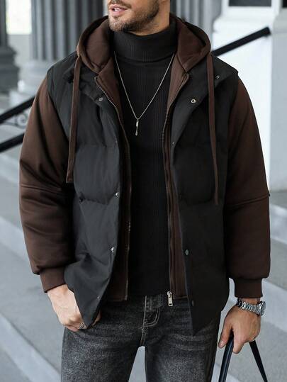 Manfinity CasualCool 男士休闲纯色棉服外套，冬季保暖