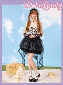 Dola Lovely 女士时尚白色甜美洛丽塔风格优雅高跟鞋，可爱 - 黑色 - 查看 2