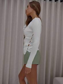 MUSERA Ribbed Open Button Down Side Long Sleeve Sweater Top Cute Classy Sexy Streetwear Fall Autumn Night Out Winter Party