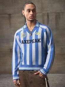 AXEPEAK Men's Striped Raglan Sleeve Loose Knit Sweater, Fall Winter - Multicolor - View 3