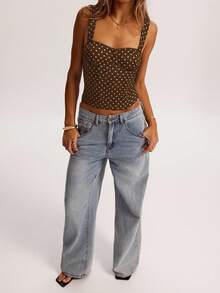 SHEIN BAE Women's Date Night Girlfriend Party Birthday Party Nightclub Holiday Party Elegant Polka Dot Top, Girlfriends Party, Date, Daily Street Commuting Corset, Sexy Summer Tops