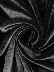 SHEIN LUNE Vestido largo de terciopelo casual con cuentas para mujer, vestido de terciopelo con adornos de perlas, vestido de terciopelo elegante, vestido midi negro, vestido elegante de manga larga, vestido midi elegante, vestido de terciopelo negro, vestido de fiesta de carnaval, conjunto de fiesta para mujer, vestido negro, vestido de otoño para mujer - Negro - Ver 9