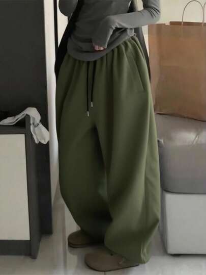 INAWLY Women's Elastic Waist Drawstring Pocket Loose Casual Jogger Pants