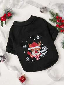 PETSIN 1 Stück Haustier Weihnachts-Weihnachtsmann-Muster Fleece Schwarzer Sweatshirt - Schwarz - Übersicht 1