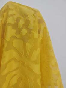 EMERY ROSE Women's Vacation Jacquard Knotted Waist Batwing 3/4 Sleeve Loose Fashion Blouse