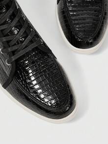 Sleekvia 女士仿鳄鱼纹休闲踝靴，适合日常穿着 - 黑色 - 查看 6