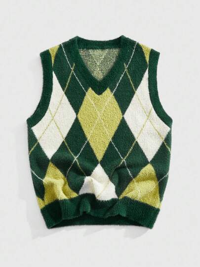 Prep Men's Casual Diamond Knit Vest, Autumn