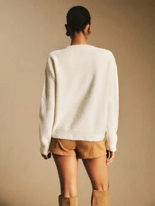 Poéselle Casual Retro Round Neck Long Sleeve Women Sweater In Fall/Winter,Cozy Fall And Winter Clothes For Women - Beige - View 8