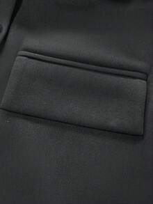 Franclia Women's New Fashion Gold Button Decor A-Line Skirt With Belt - Black - View 5