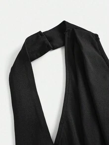 Girlism 少女无袖紧身不对称下摆开衩派对圣诞晚礼服 - 黑色 - 查看 4