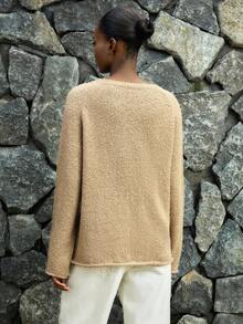 Lumivelle 女式休闲插肩袖套头衫 - 卡其色 - 查看 2